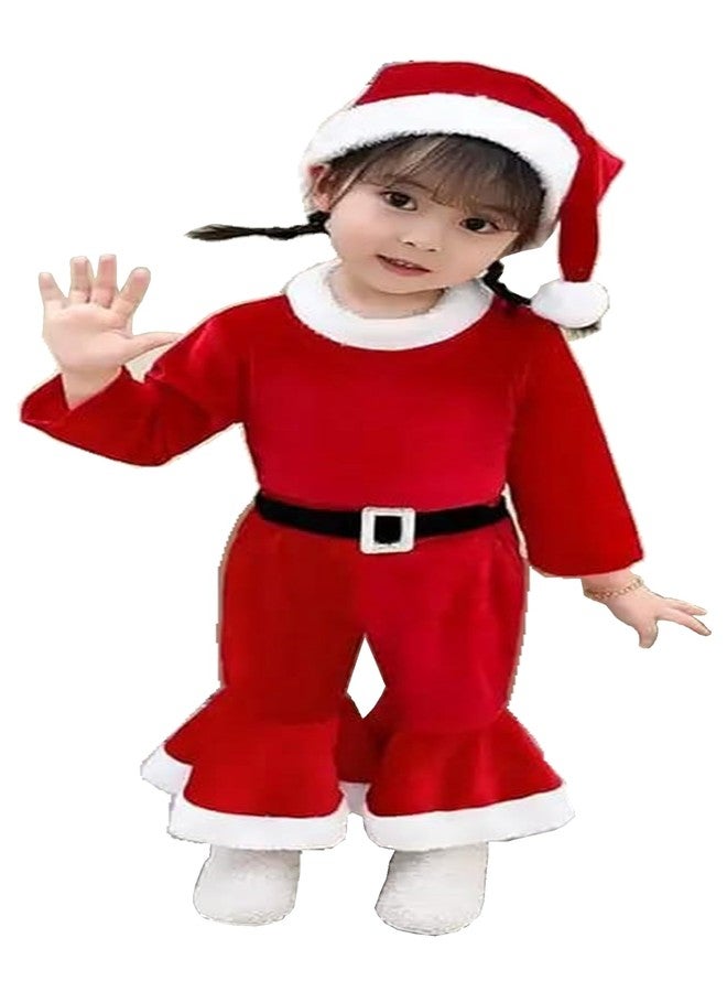 Fancy Agents Girls Christmas Santa Claus Dress, Festive Red Kids Xmas Costume for Holiday Parties, Stage Events, Family Functions, Fancy Dress Competitions, Stylish Outfit for Cute Christmas Looks